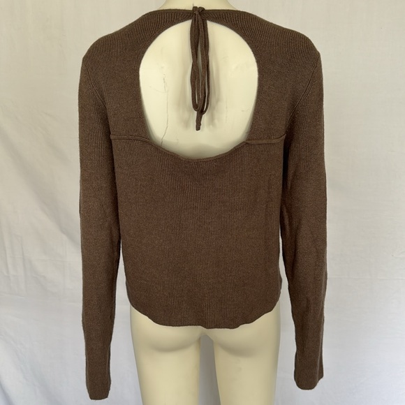 Anthropologie Taupe Open-Back Knit Top - Picture 5 of 7